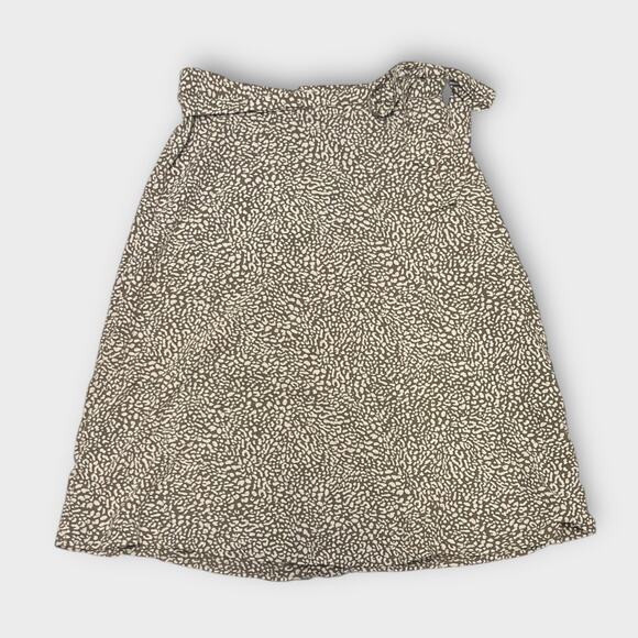 LOFT Petites Lined Animal Print Tie Waist Skirt Olive Ivory Size 00Petite - Picture 1 of 5